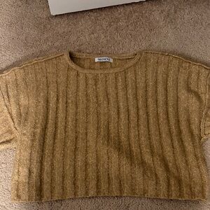 Gold Ribbed Knit Top